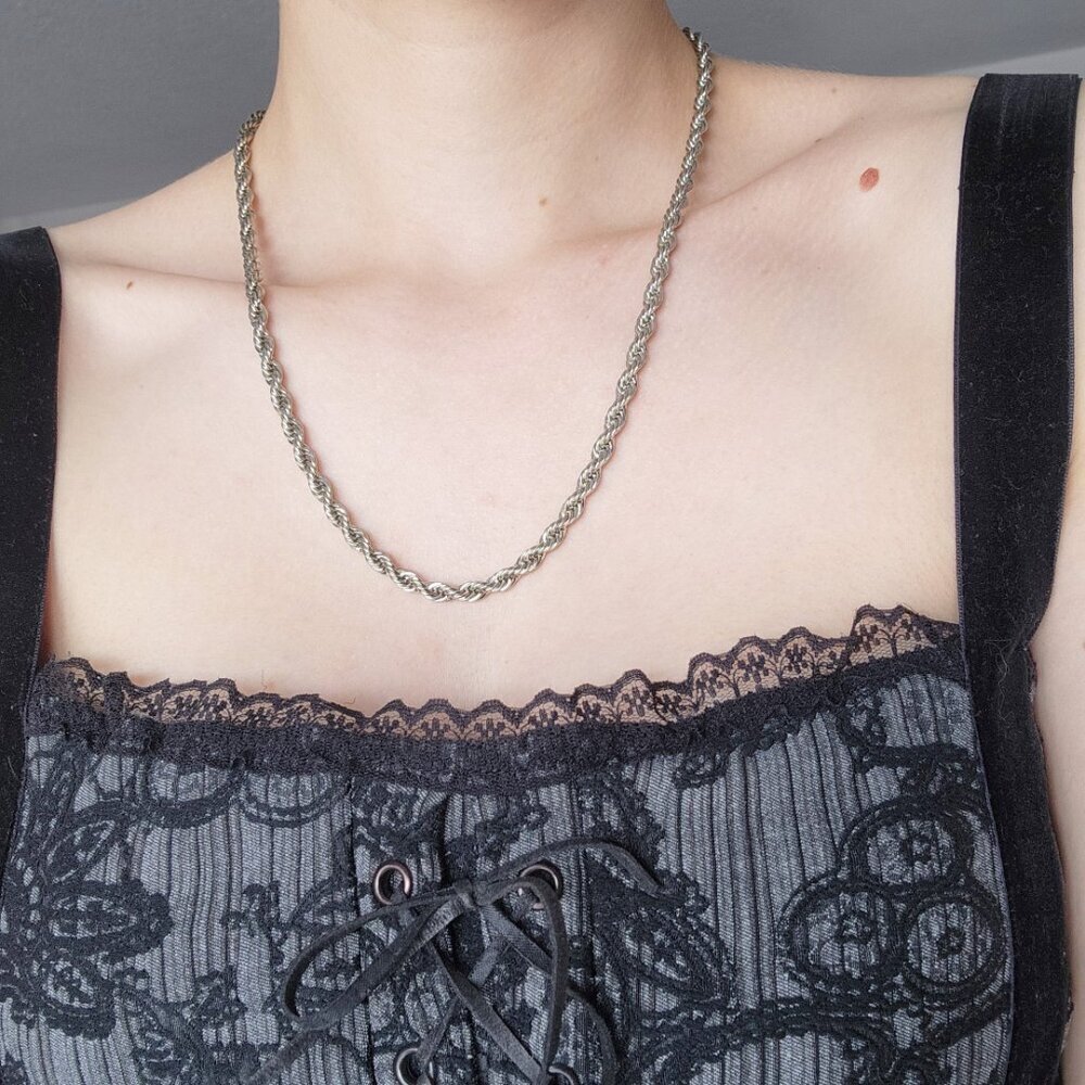 Silver rope chain necklace ✦ 21 inch